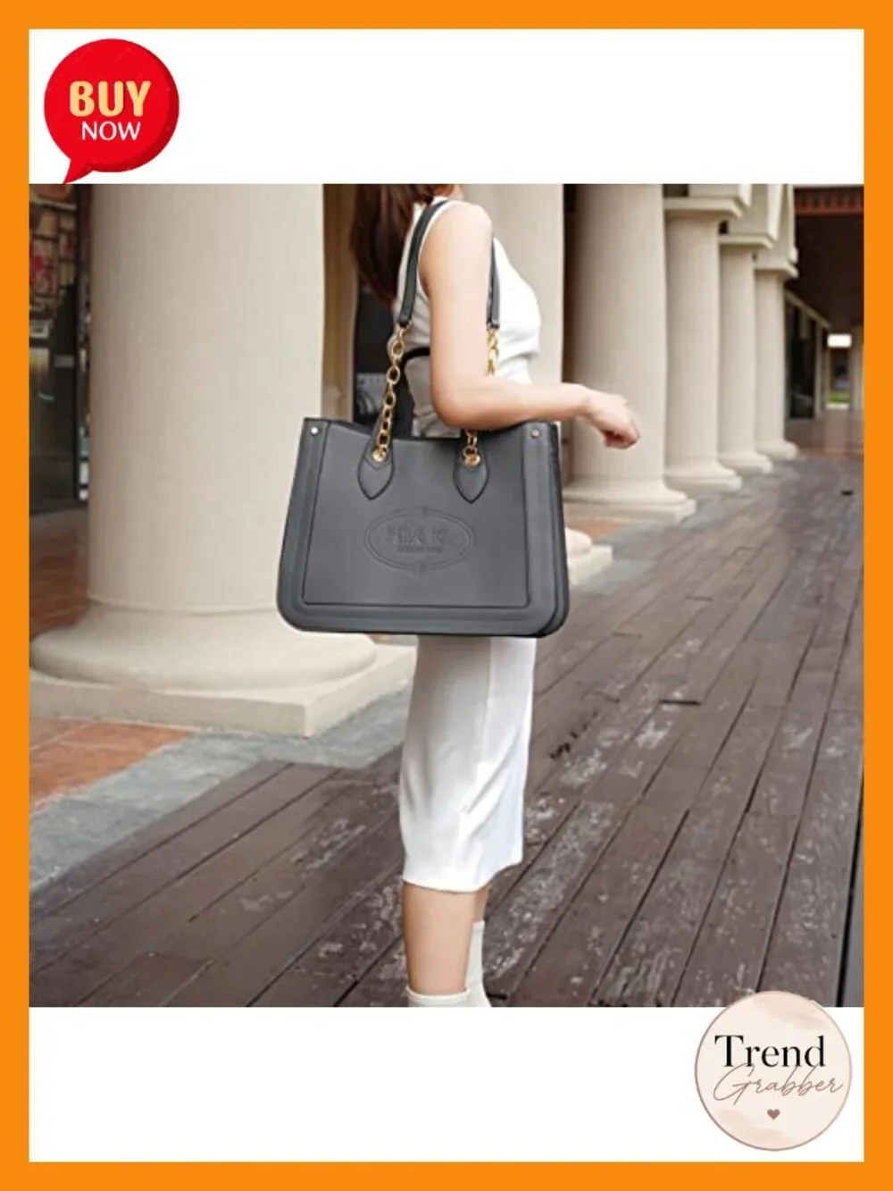 Large Vegan Leather Tote Satchel Handbag with Pockets